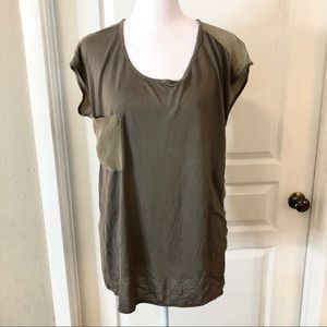 Club Monaco olive green modal silk blouse